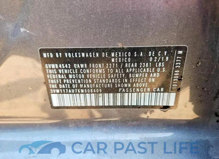 3VW117AU7KM508409# 12