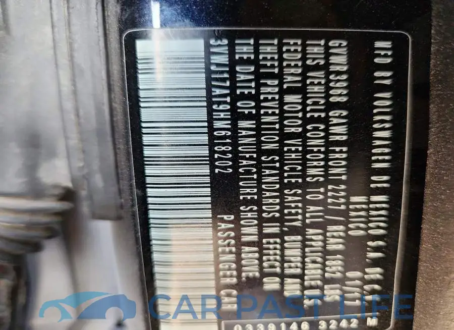3VWJ17AT9HM618202# 12