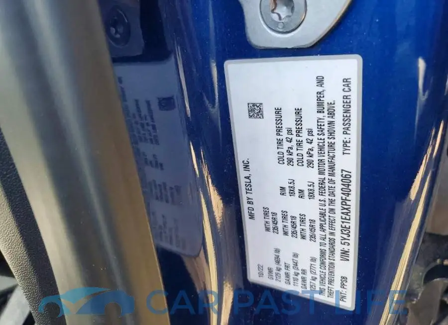 5YJ3E1EAXPF404067# 12