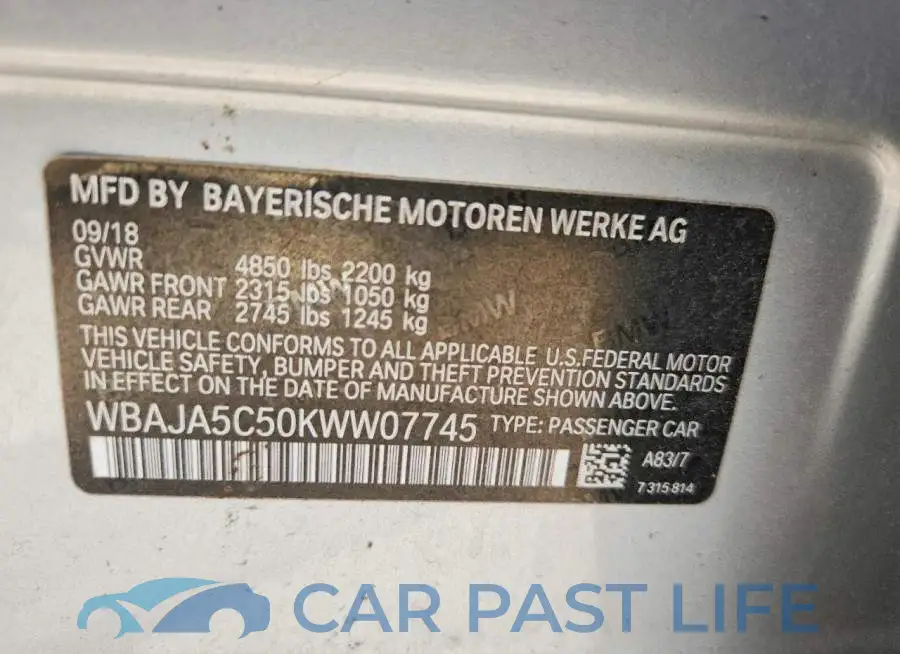 WBAJA5C50KWW07745# 12