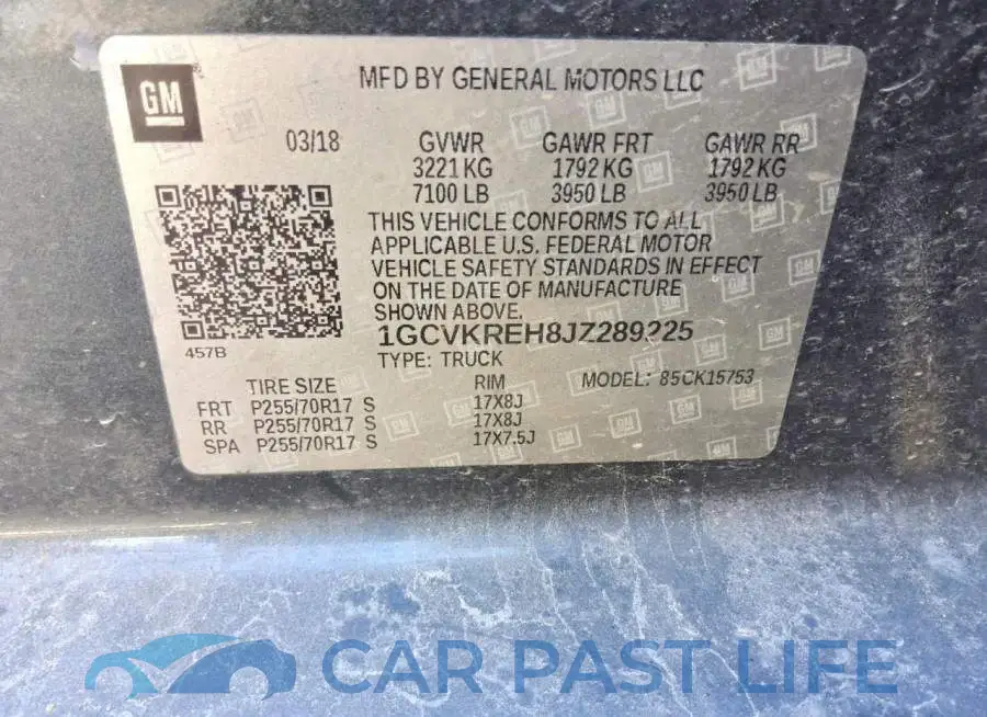 1GCVKREH8JZ289225# 12