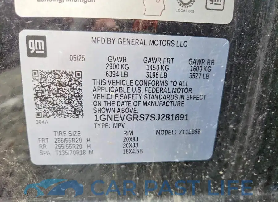 1GNEVGRS7SJ281691# 13
