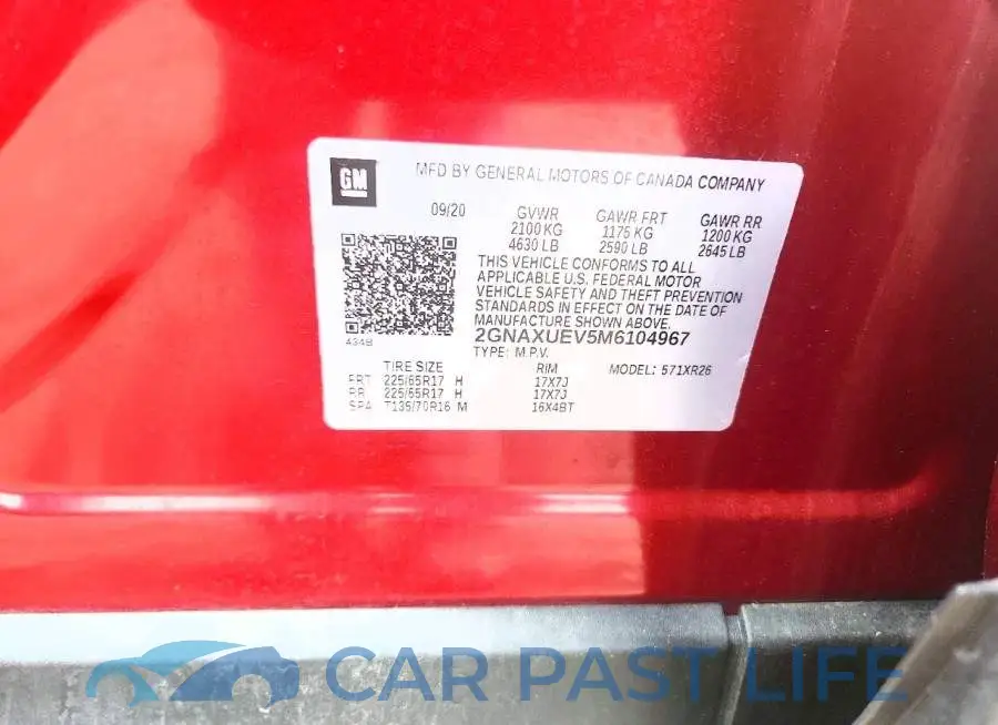 2GNAXUEV5M6104967# 12