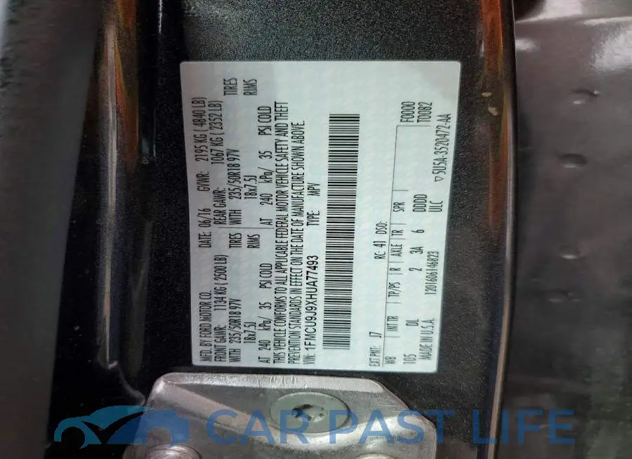 1FMCU9J9XHUA77493# 13