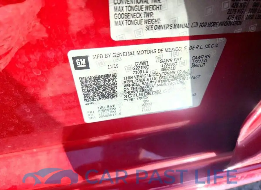 3GTU9DED6LG167506# 12