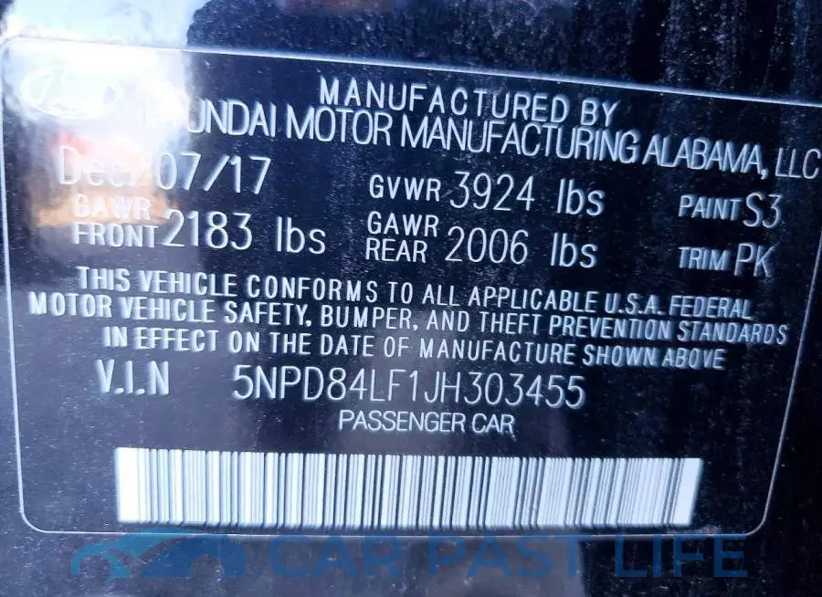 5NPD84LF1JH303455# 12