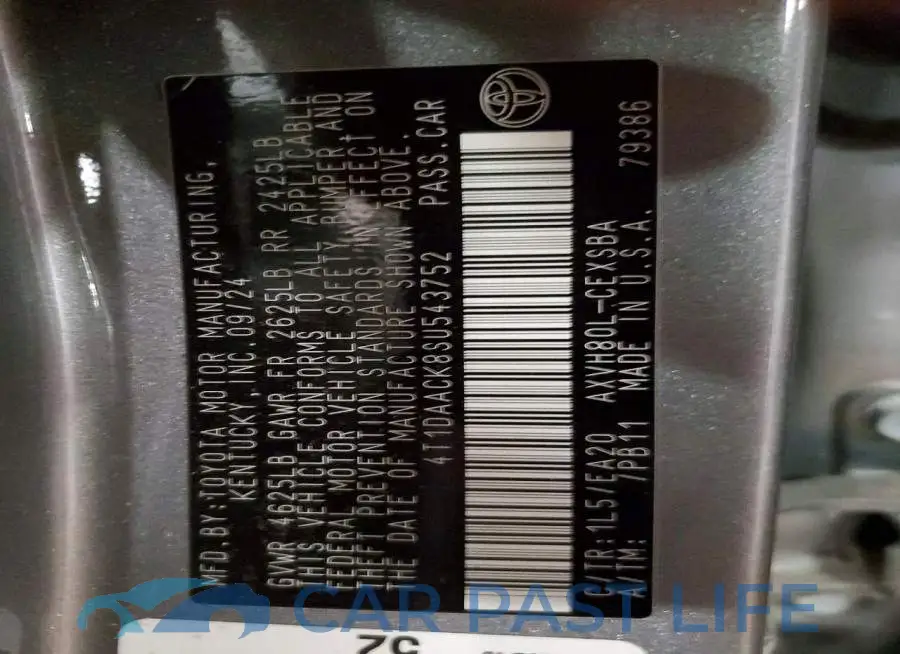 4T1DAACK8SU543752# 13