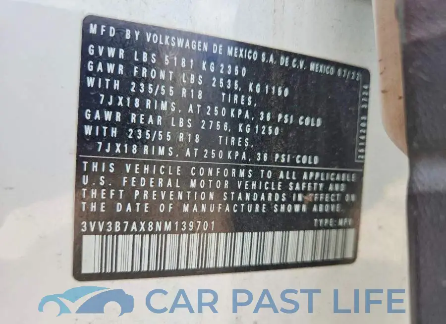 3VV3B7AX8NM139701# 13