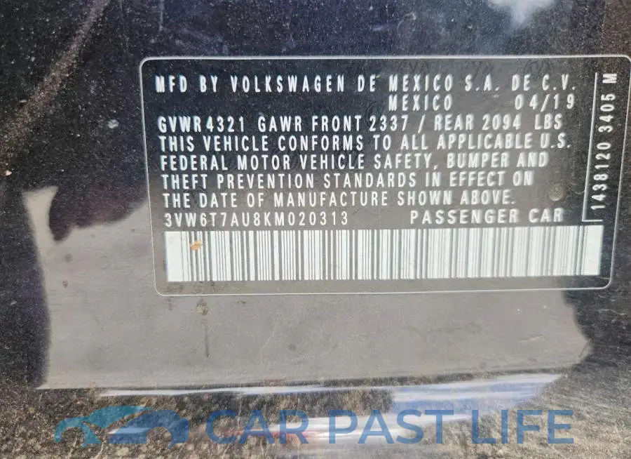 3VW6T7AU8KM020313# 12
