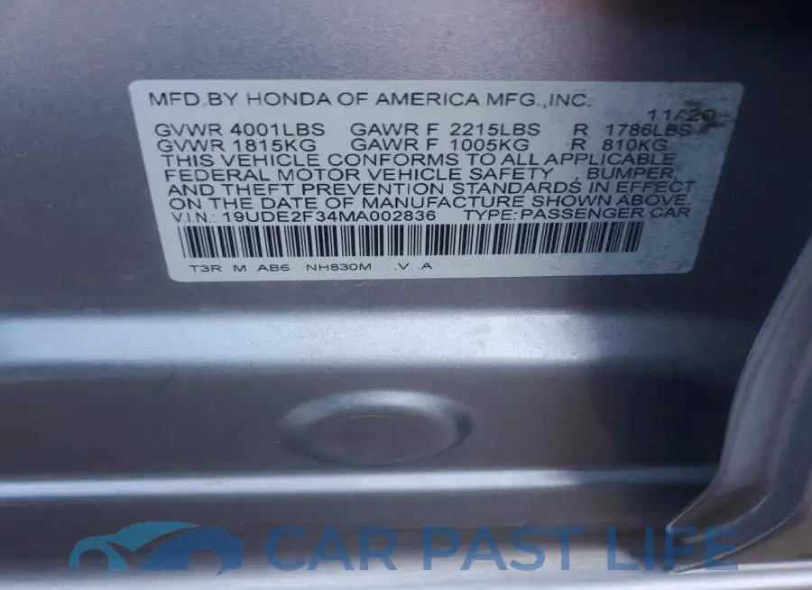 19UDE2F34MA002836# 12