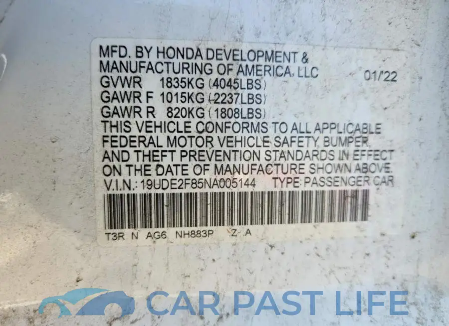 19UDE2F85NA005144# 13