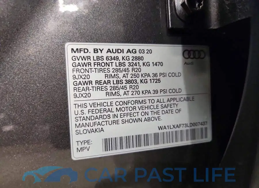 WA1LXAF73LD007437# 13
