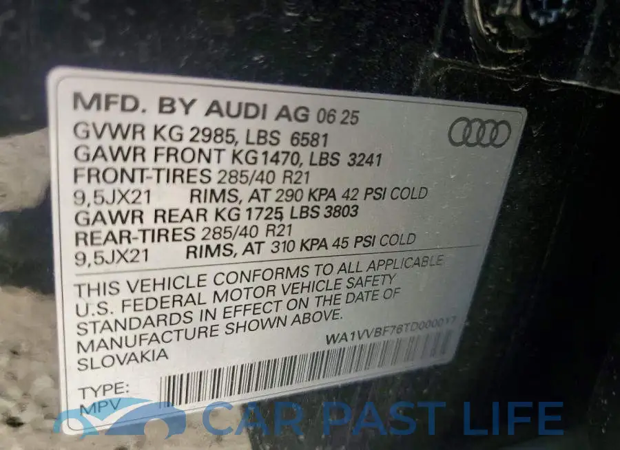 WA1VVBF76TD000017# 13