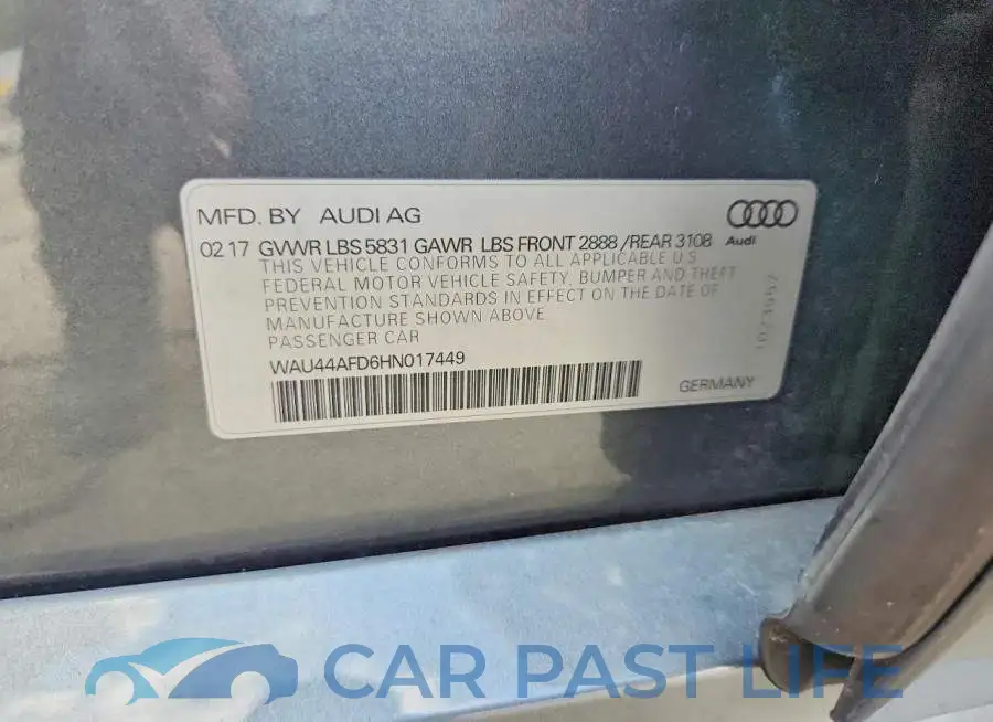 WAU44AFD6HN017449# 12