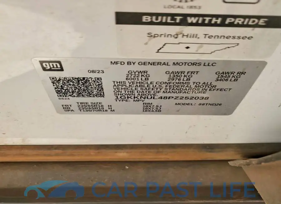 1GKKNUL48PZ252038# 12