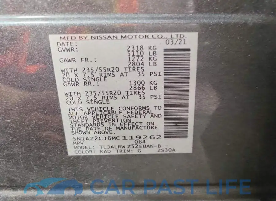 5N1AZ2CJ6MC119262# 12