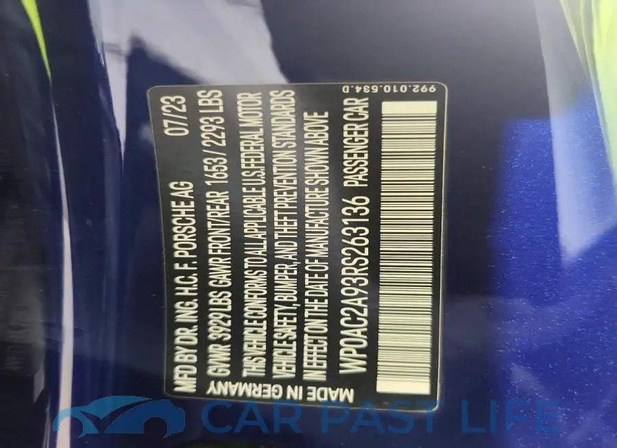 WP0AC2A93RS263136# 12