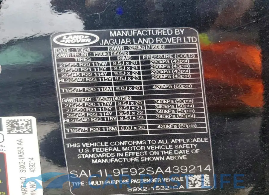 SAL1L9E92SA439214# 12