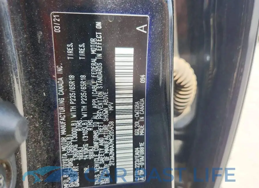 2T2AZMAA7MC205458# 13