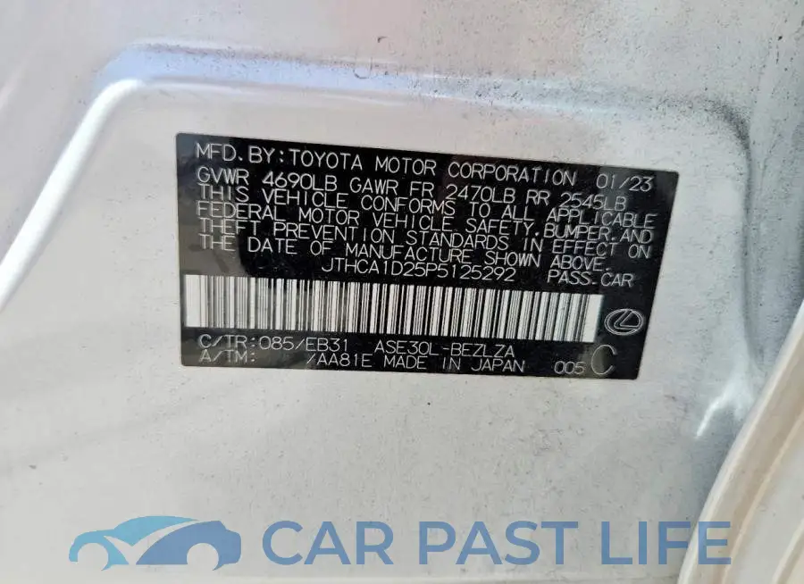 JTHCA1D25P5125292# 13