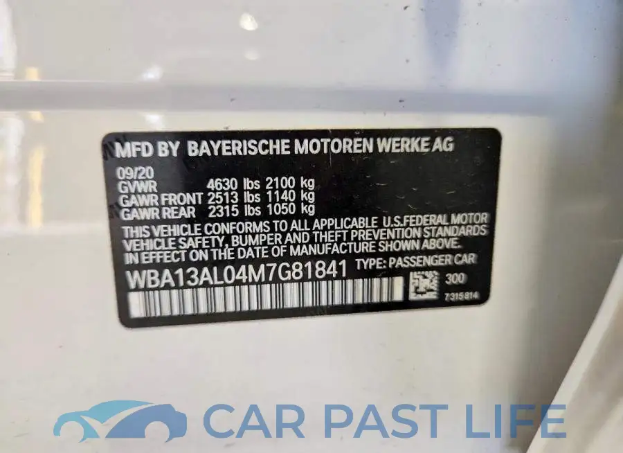 WBA13AL04M7G81841# 12