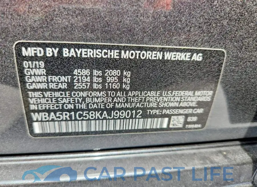 WBA5R1C58KAJ99012# 13