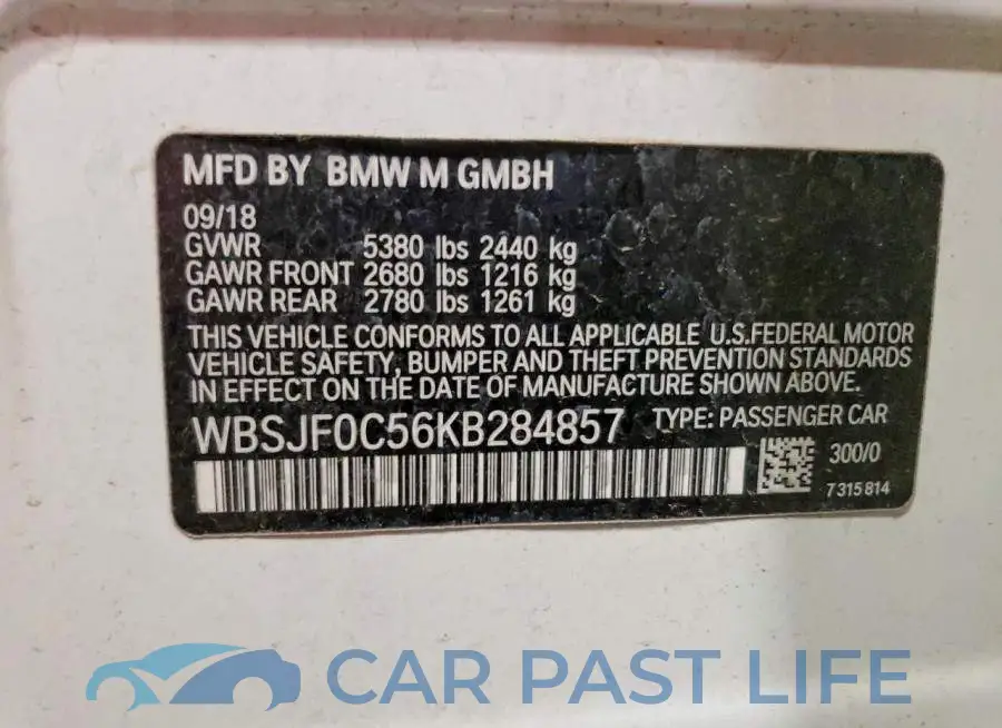 WBSJF0C56KB284857# 12