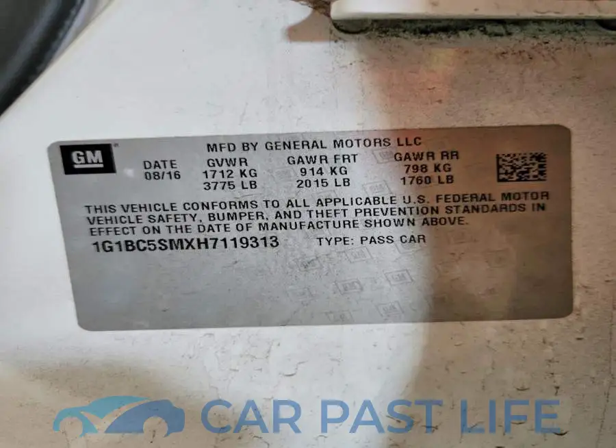 1G1BC5SMXH7119313# 12