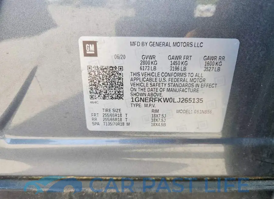 1GNERFKW0LJ265135# 13