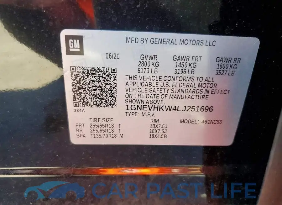 1GNEVHKW4LJ251696# 13