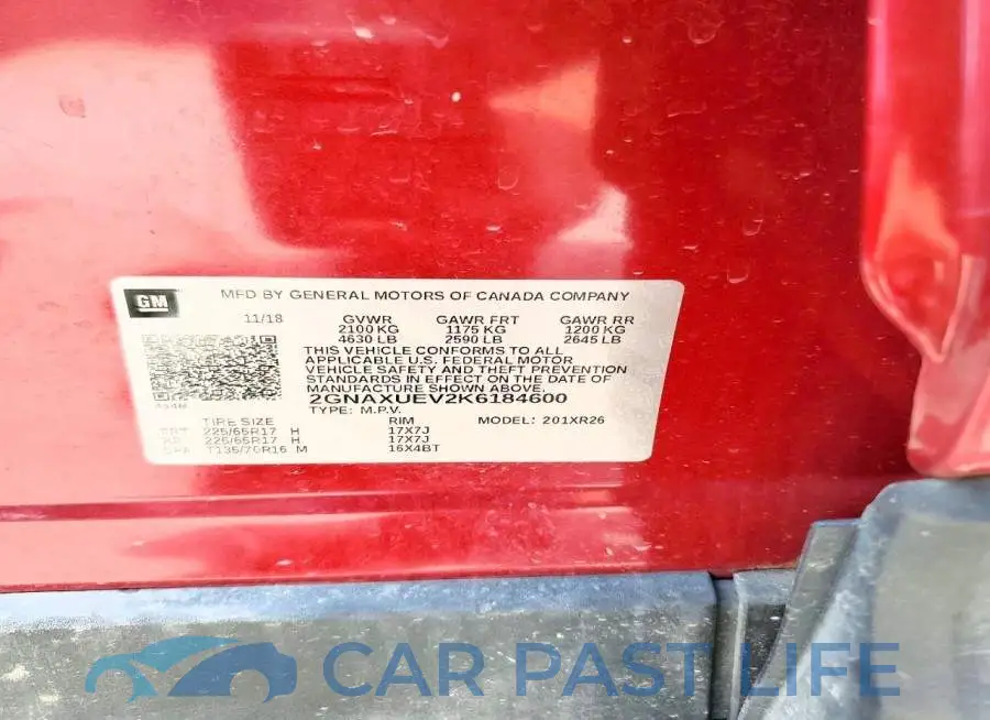 2GNAXUEV2K6184600# 13
