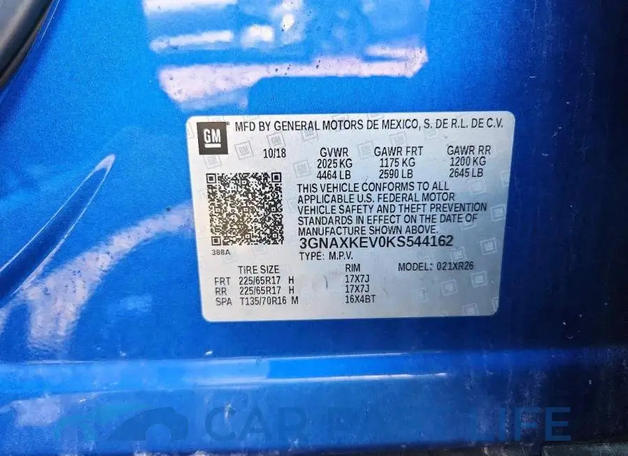3GNAXKEV0KS544162# 13