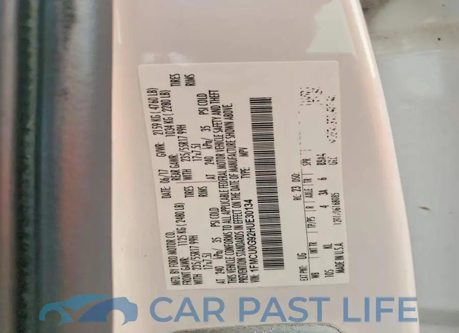 1FMCU0G92HUE30134# 13