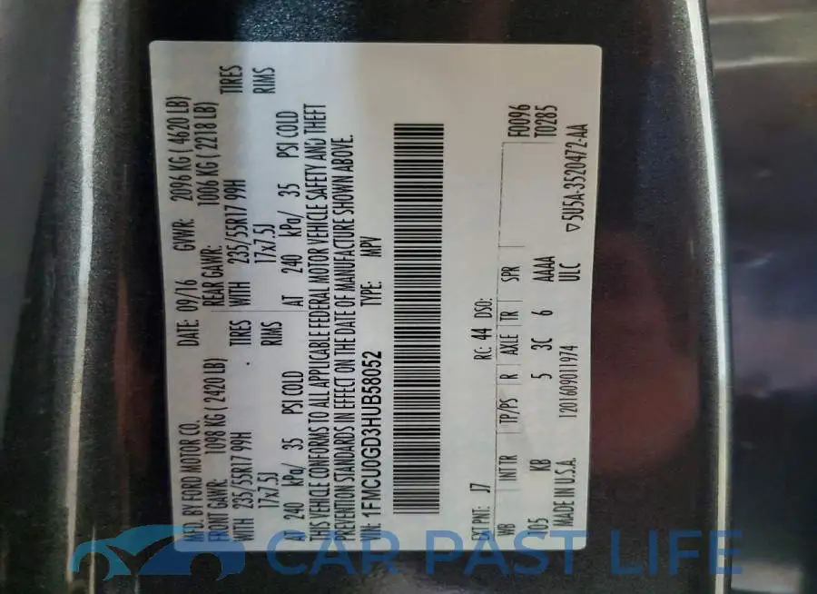 1FMCU0GD3HUB58052# 13