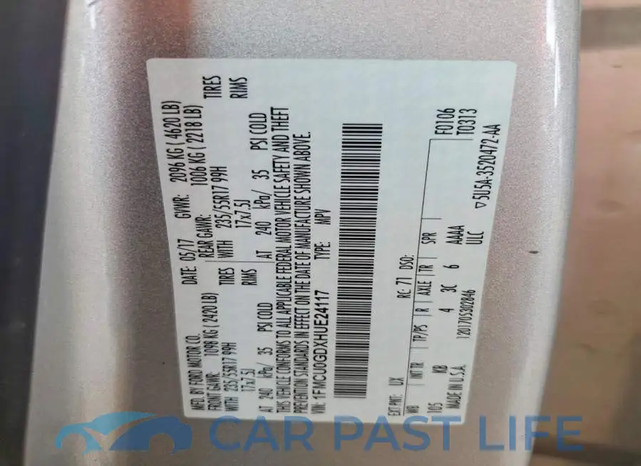 1FMCU0GDXHUE24117# 12