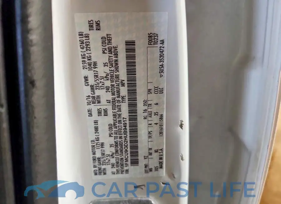 1FMCU9GD2HUB94917# 13