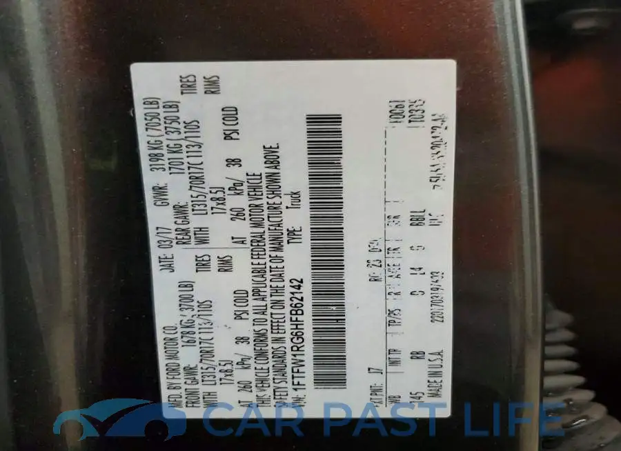 1FTFW1RG6HFB62142# 13