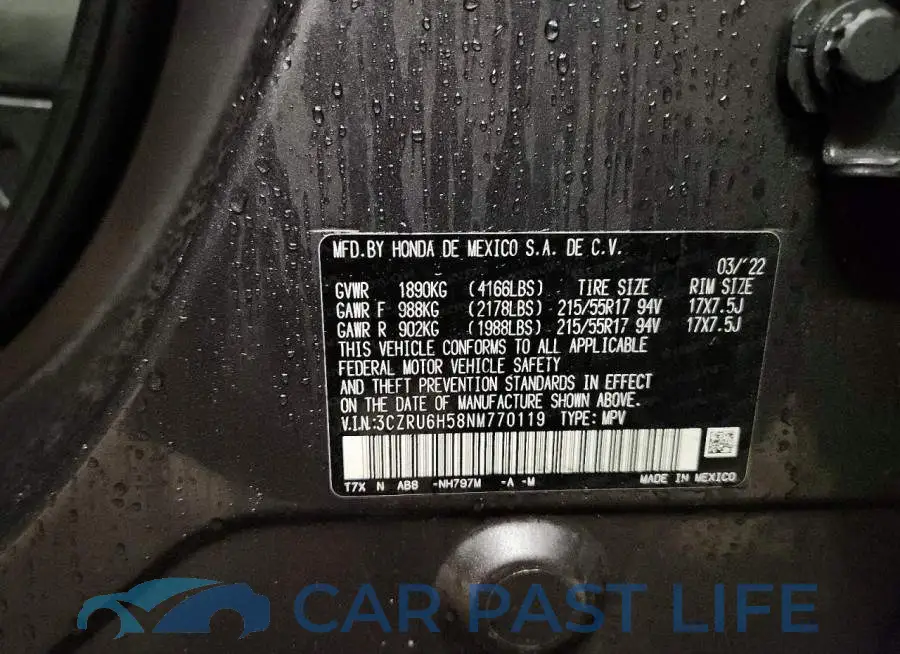 3CZRU6H58NM770119# 13