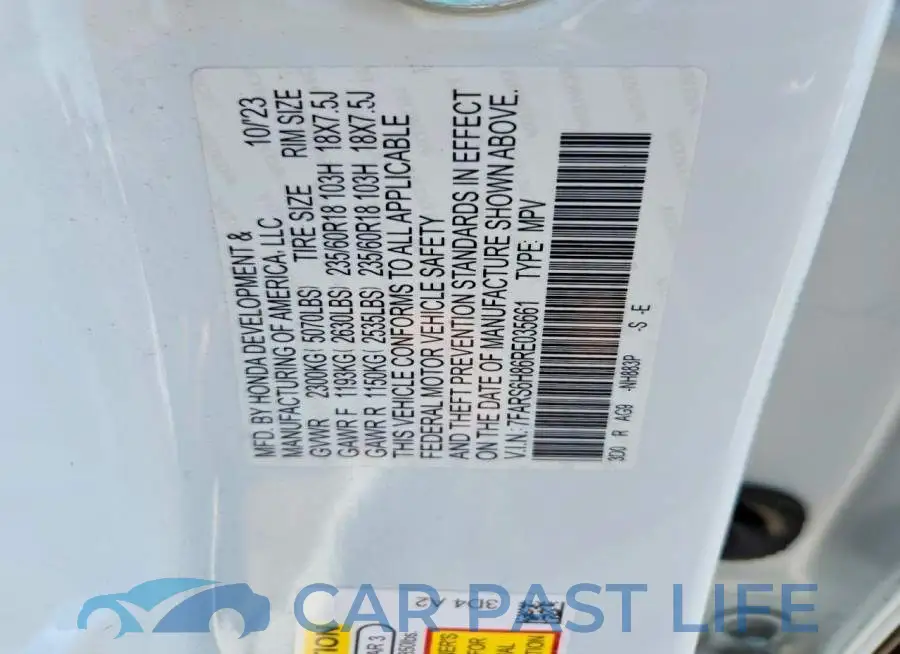7FARS6H86RE035661# 13