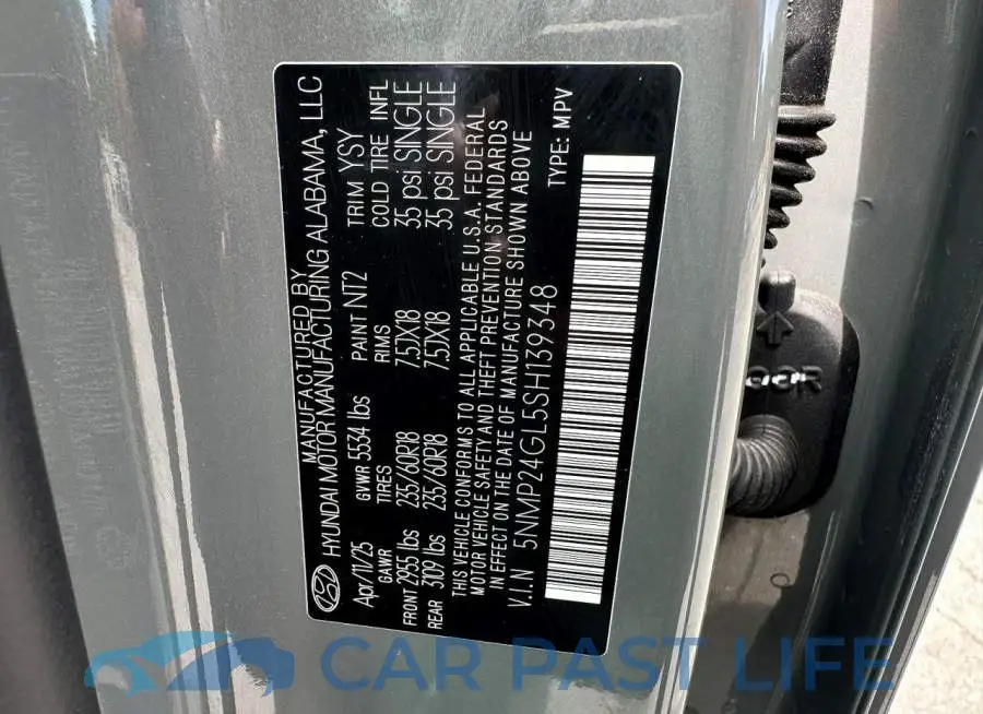 5NMP24GL5SH139348# 10