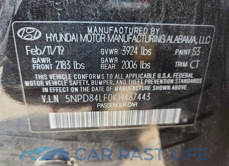 5NPD84LF0KH467443# 12