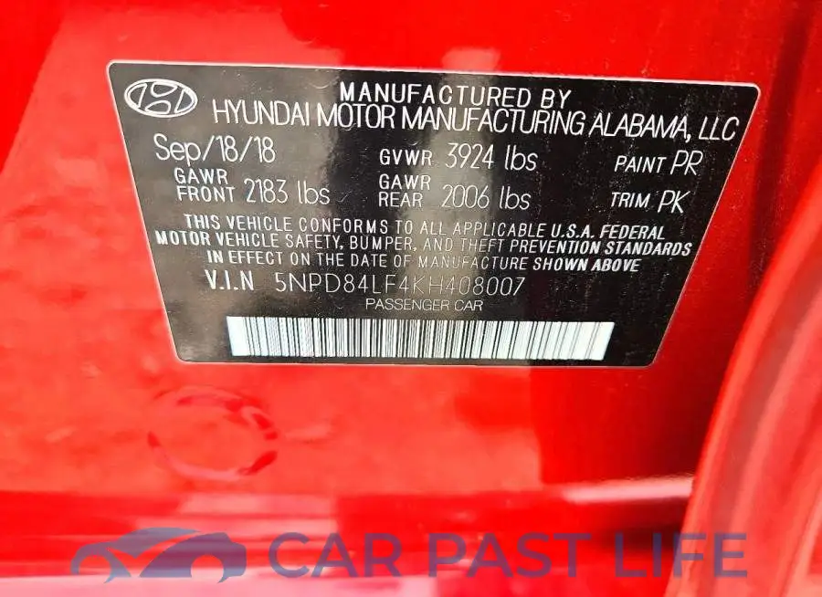5NPD84LF4KH408007# 13