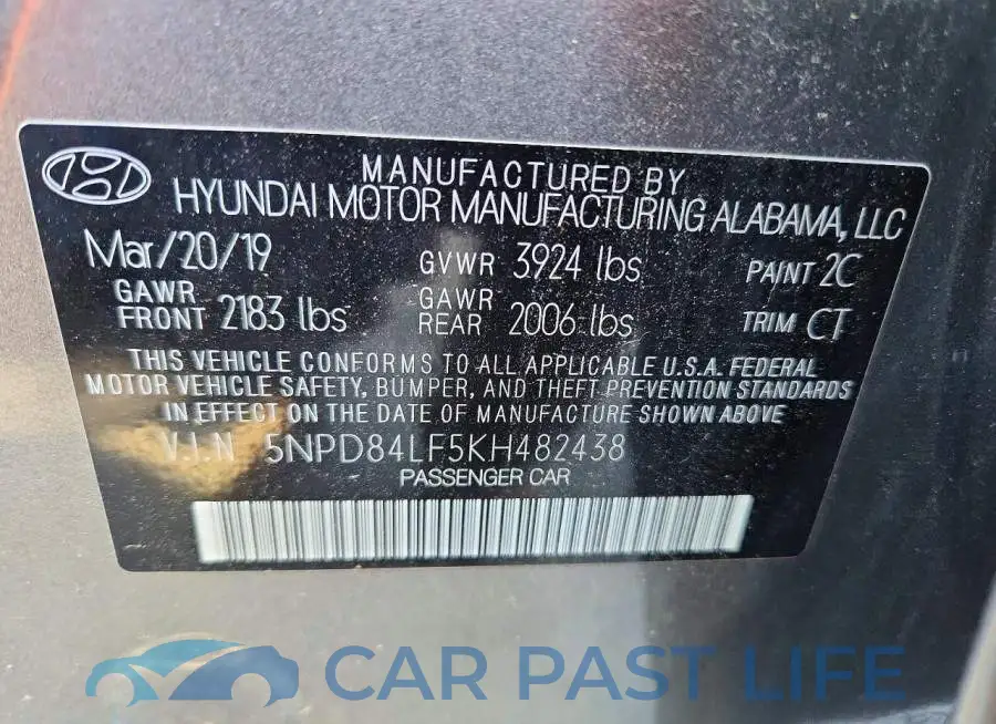 5NPD84LF5KH482438# 12