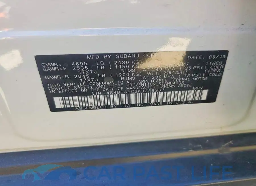 4S4BSAHC2K3359967# 13