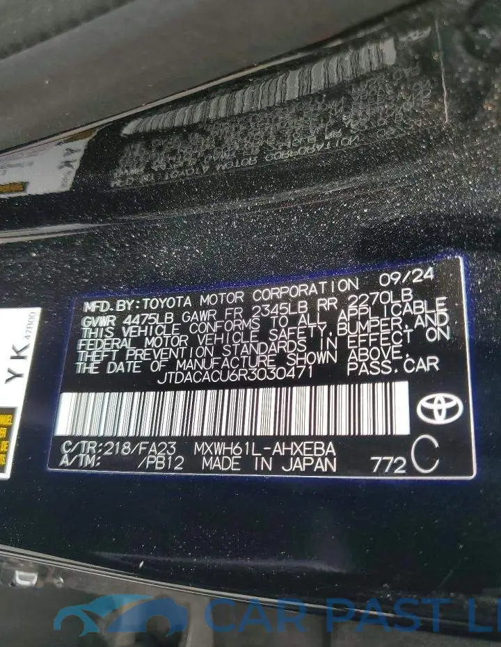 JTDACACU6R3030471# 12