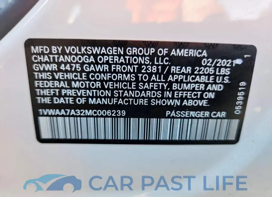 1VWAA7A32MC006239# 13
