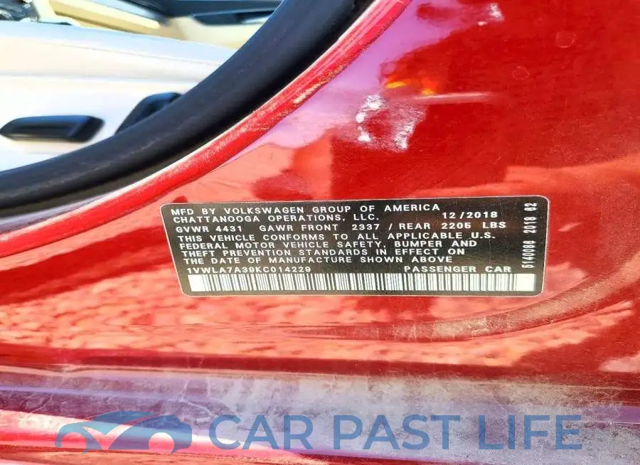 1VWLA7A39KC014229# 12