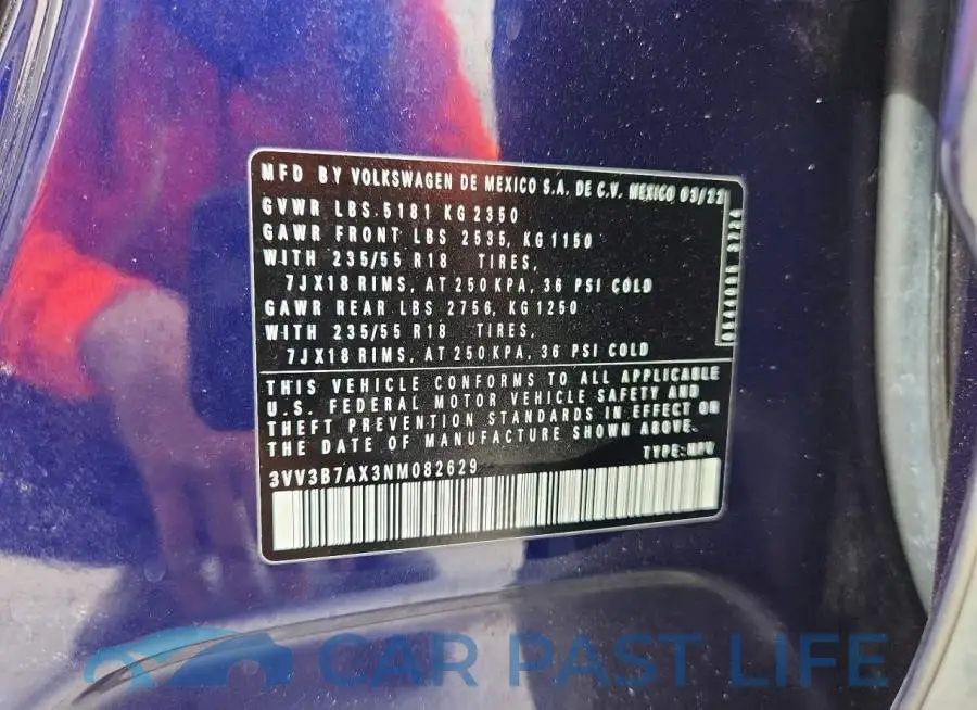 3VV3B7AX3NM082629# 13
