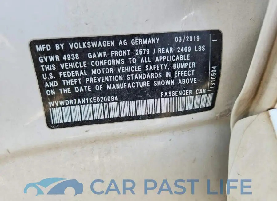 WVWDR7AN1KE020094# 12