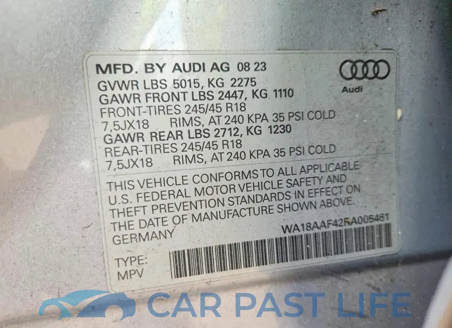 WA18AAF42RA005461# 12